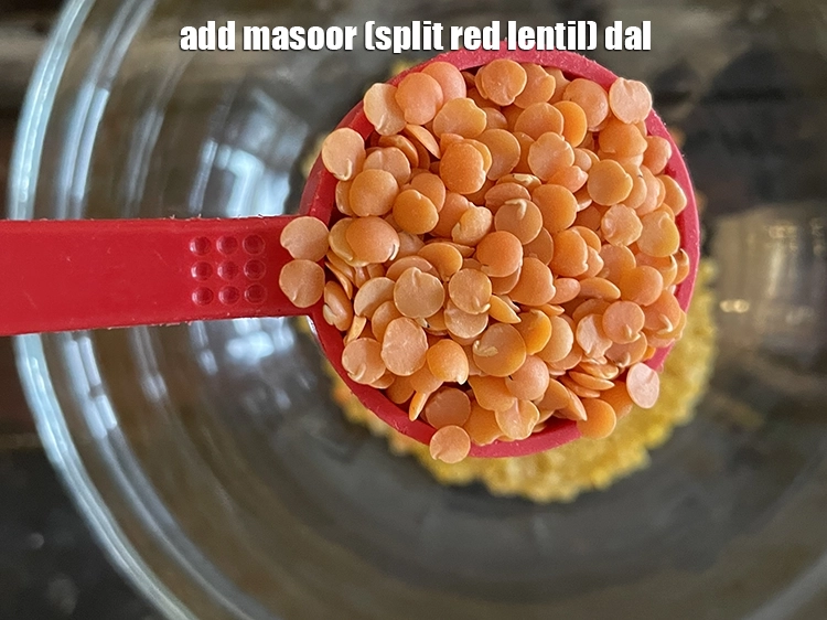 Step 3 – <p><span style="background-color:rgb(255,255,255);color:rgb(0,0,0);">1 ટેબલસ્પૂન </span><a href="https://www.tarladalal.com/glossary-masoor-dal-split-red-lentil-masoor-ki-dal-gujarati-303i"><u>મસૂરની દાળ (masoor dal)</u></a> ઉમેરો. મસૂર દાળ એકંદર મિશ્ર દાળમાં એક …