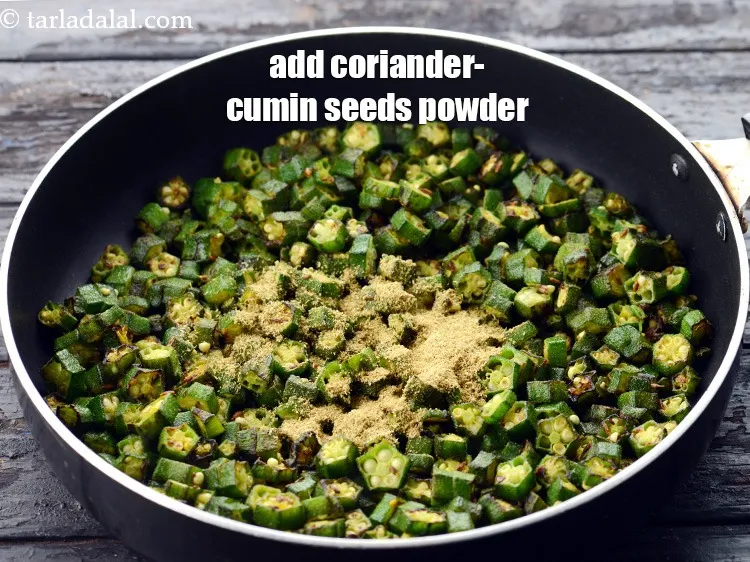 Step 14 – <p><span style="background-color:rgb(255,255,255);color:rgb(0,0,0);">2 ટીસ્પૂન </span><a href="https://www.tarladalal.com/glossary-coriander-cumin-seeds-powder-dhania-jeera-powder-gujarati-375i"><u>ધાણા-જીરું પાવડર (coriander-cumin seeds powder )</u></a> ઉમેરો.</p>