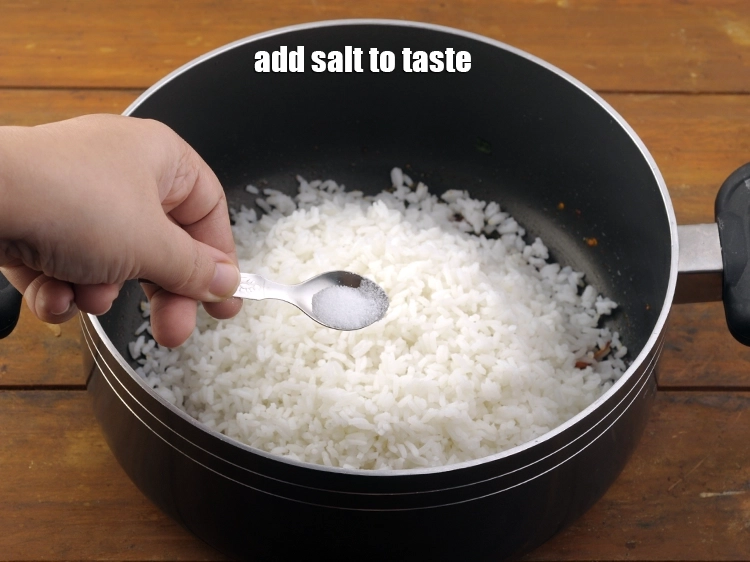 Step 14 – <p>સ્વાદ પ્રમાણે <a href="https://www.tarladalal.com/glossary-salt-namak-table-salt-gujarati-418i"><u>મીઠું (salt)</u></a> ઉમેરો. રાંધેલા ભાતમાં સામાન્ય રીતે રાંધતી વખતે મીઠું નાખવામાં આવે …