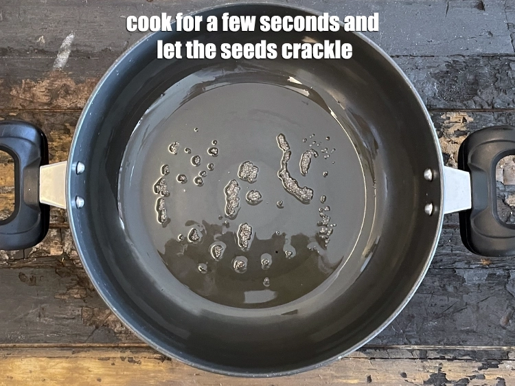 Step 3 – <p>થોડી સેકન્ડ માટે રાંધો અને બીજને તતડવા દો.</p>