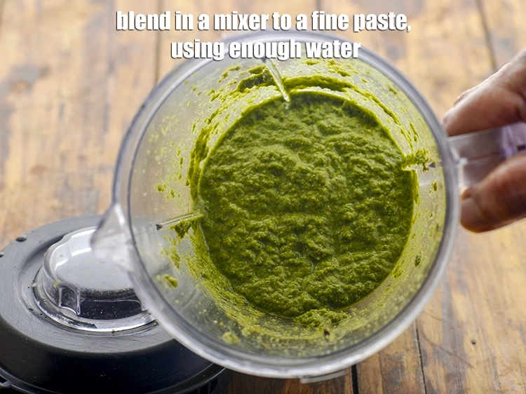 Step 10 – <p>બધી સામગ્રી ભેગી કરો અને પૂરતા પાણીનો ઉપયોગ કરીને મિક્સરમાં ભેળવીને બારીક પેસ્ટ બનાવો. બાજુ …