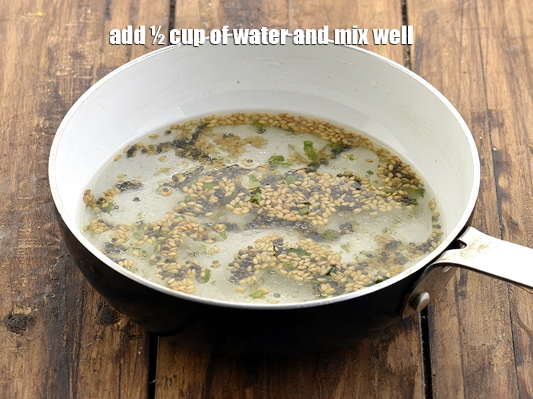 Step 23 – <p style="margin-left:0px;">આગ પરથી ઉતારી લો, એક કપ પાણી ઉમેરો અને સારી રીતે મિક્સ કરો.</p>