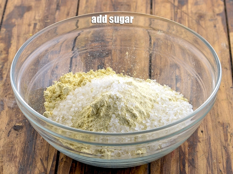 Step 3 – <p>હવે બાઉલમાં ખાંડ ઉમેરો.</p>