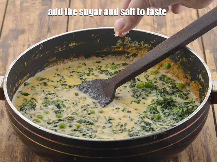 Step 33 – <p>છેલ્લે, 1/2 ચમચી <a href="https://www.tarladalal.com/glossary-sugar-chini-shakkar-gujarati-278i"><u>સાકર (sugar)</u></a> અને સ્વાદ પ્રમાણે મીઠું ઉમેરો.</p>