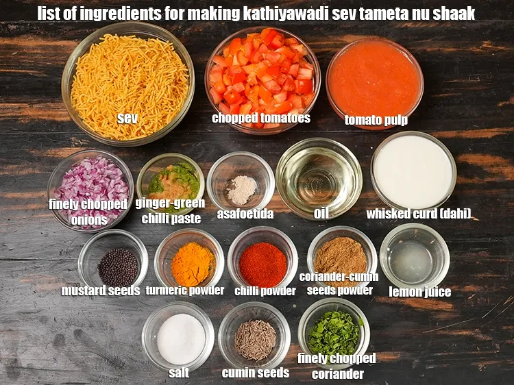 કાઠિયાવાડી સેવ ટમેટા નુ શાક રેસીપી શેની બને છે?