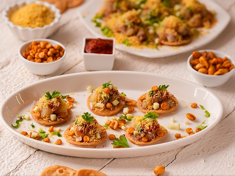 स्टेप 12 – <p><strong>सेव&nbsp;पूरी&nbsp;</strong><span style="background-color:rgb(255,255,255);color:rgb(0,0,0);">&nbsp;की ३ और प्लेट बनाने के लिए चरण १ …