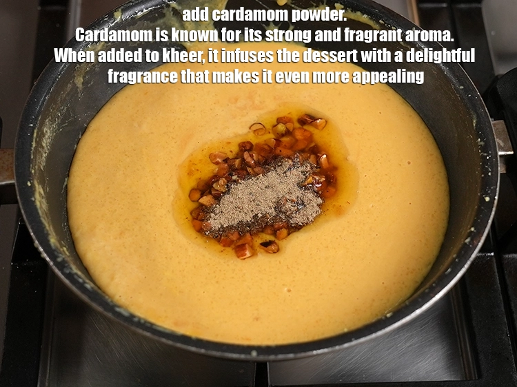 स्टेप 16 – <p>आधा टी-स्पून <a href="https://www.tarladalal.in/glossary-cardamom-powder-elaichi-powder-hindi-265i"><u>इलायची पाउडर (cardamom (elaichi) powder)</u></a> डालें। इलायची …