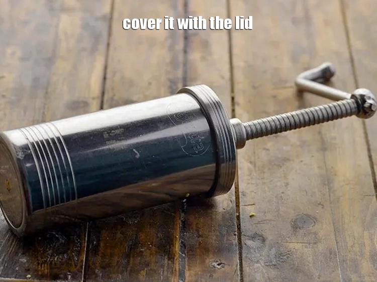 स्टेप 12 – <p>इसे ढक्कन से ढक दें। अपने चकली प्रेस के आकार …