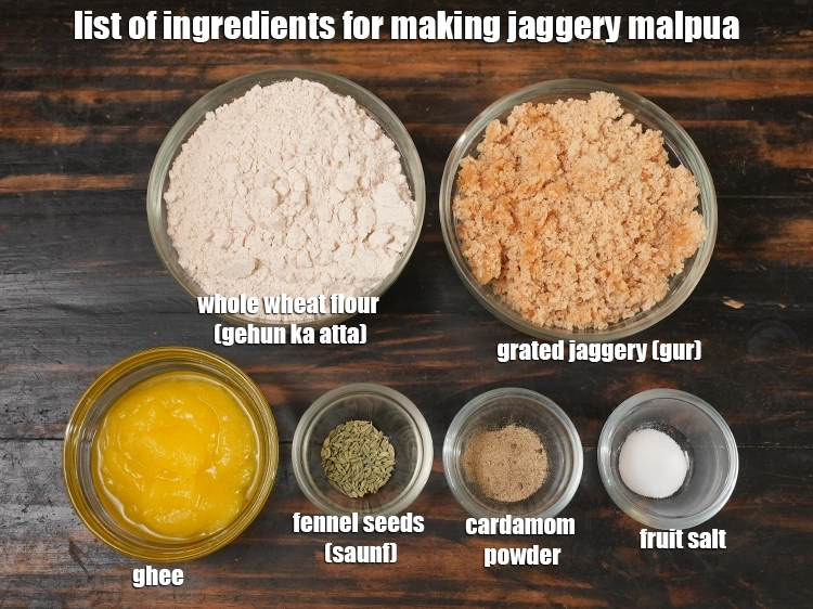 स्टेप 1 – <p><i><strong>गुड़ मालपुआ</strong> बनाने के लिए सामग्री की सूची की नीचे …