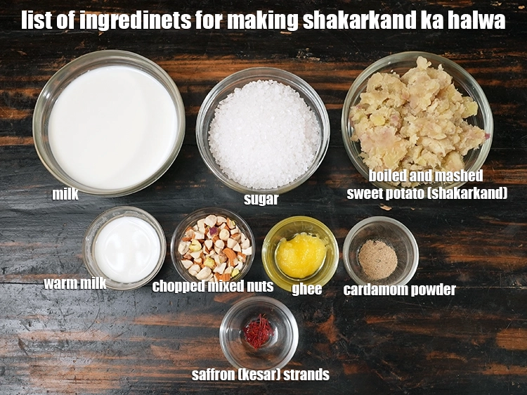 स्टेप 2 – <p><i><strong>शकरकंद का हलवा</strong> के लिए सामग्री की सूची की नीचे …