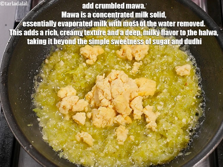 स्टेप 15 – <p>१/२ कप&nbsp;<a href="">क्रम्बल किया हुआ मावा (खोया)</a>&nbsp;डालें। मावा एक गाढ़ा …