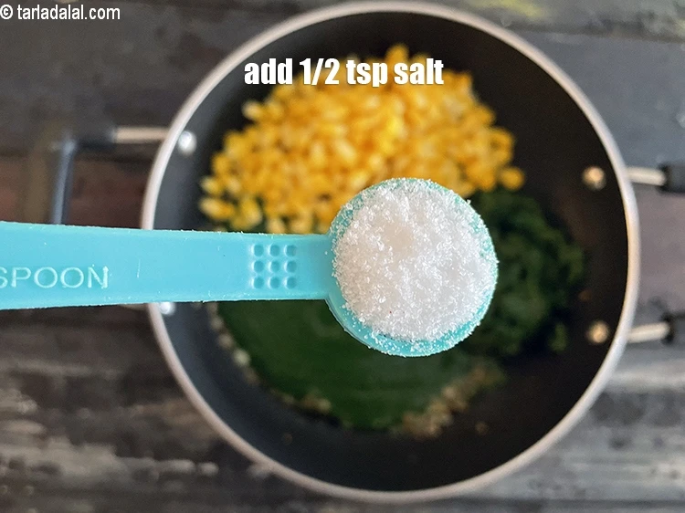 स्टेप 29 – <p><a href="">नमक</a>&nbsp;स्वाद अनुसार&nbsp;डालें।हमने 1/2 टी-स्पून नमक डाला है।</p>