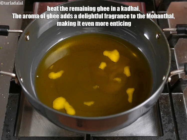 स्टेप 11 – <p>एक कढ़ाई में बचा हुआ&nbsp;१ कप&nbsp;<a href="">घी</a>&nbsp;गरम करें । घी …