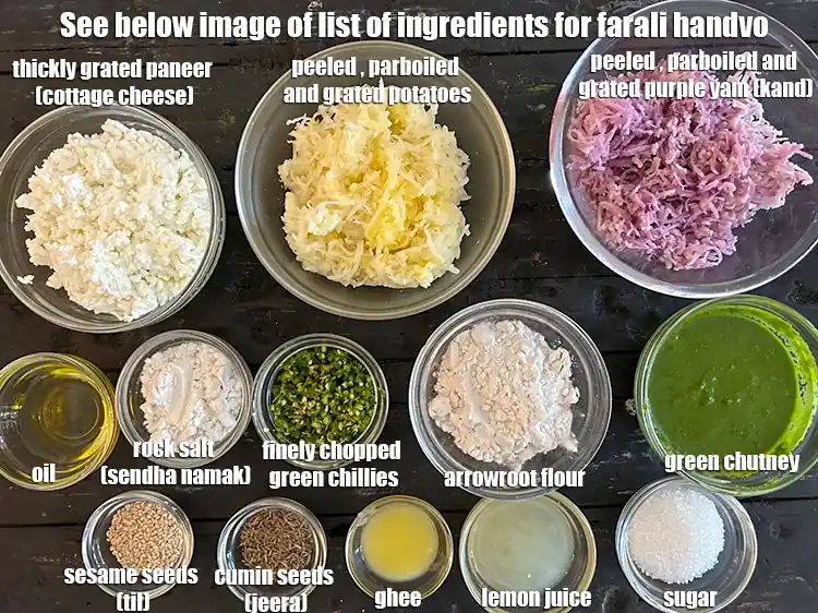 स्टेप 2 – <p><i><u>फराली हांडवो के लिए सामग्री की सूची की छवि नीचे …