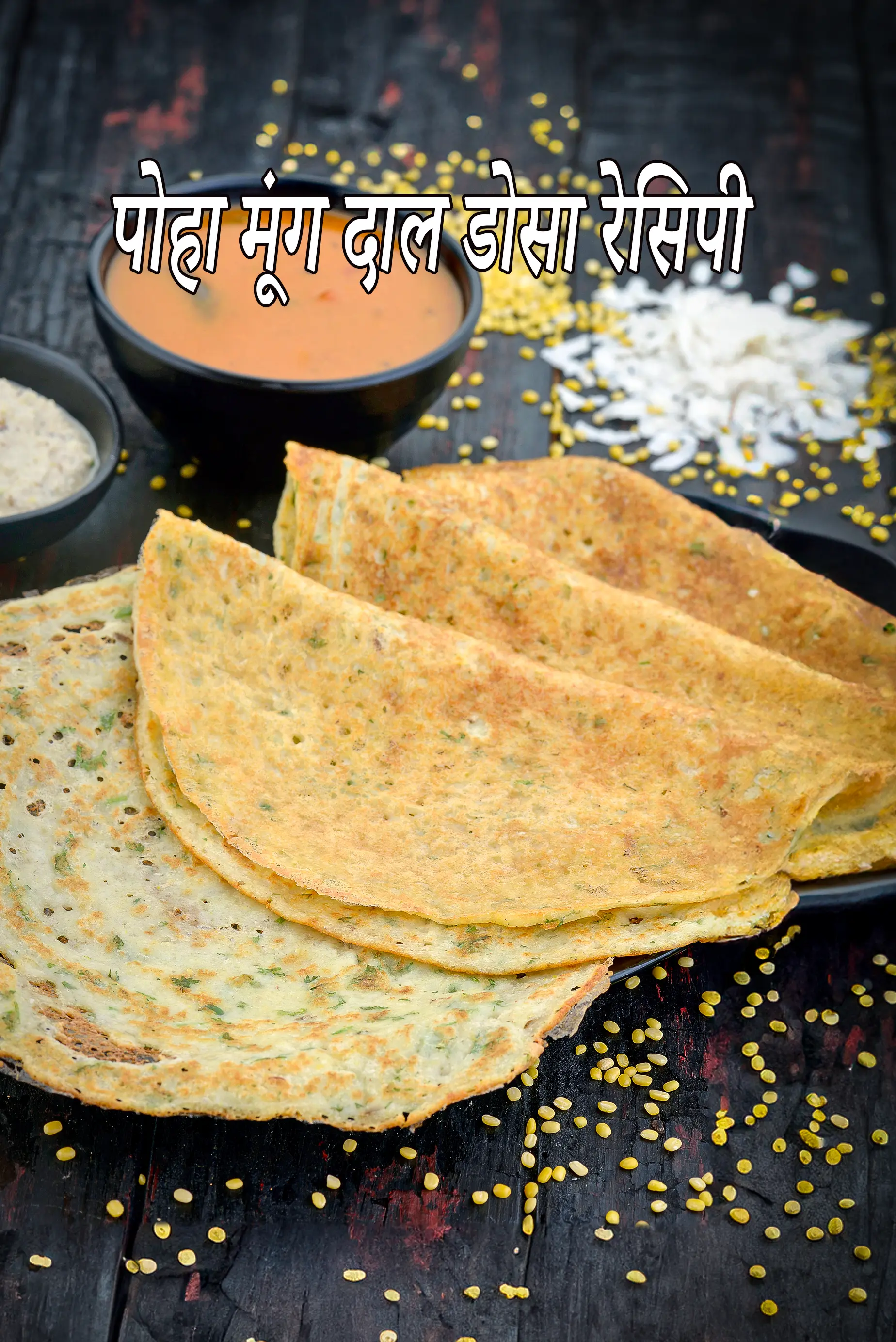 पोहा मूंग दाल डोसा रेसिपी | poha yellow moong dal dosa in hindi |