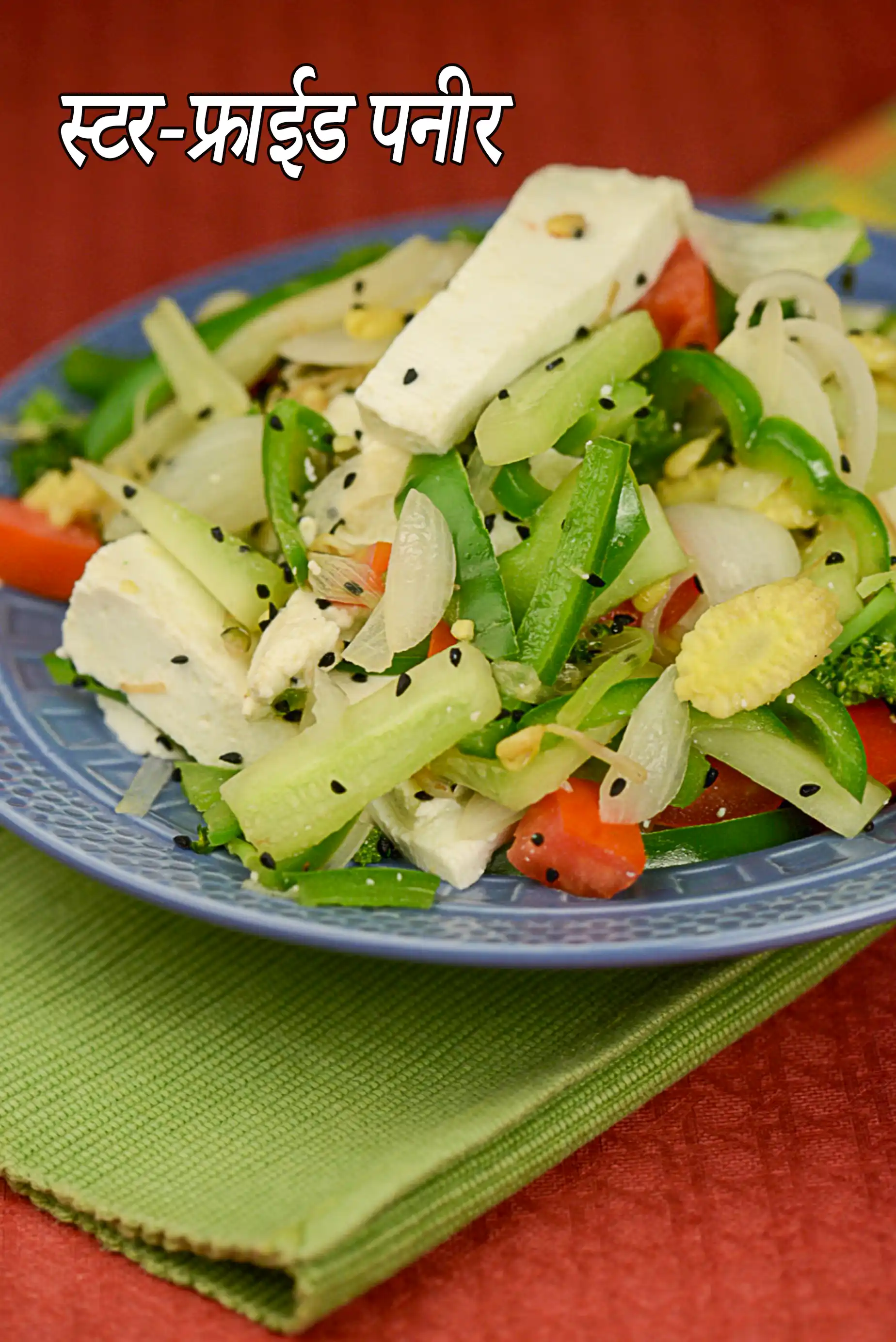 स्टर-फ्राईड पनीर, ब्रॉकली एण्ड बेबी कॉर्न सलाद रेसिपी, Stir-fried Paneer, Broccoli and Baby Corn Salad Recipe In Hindi