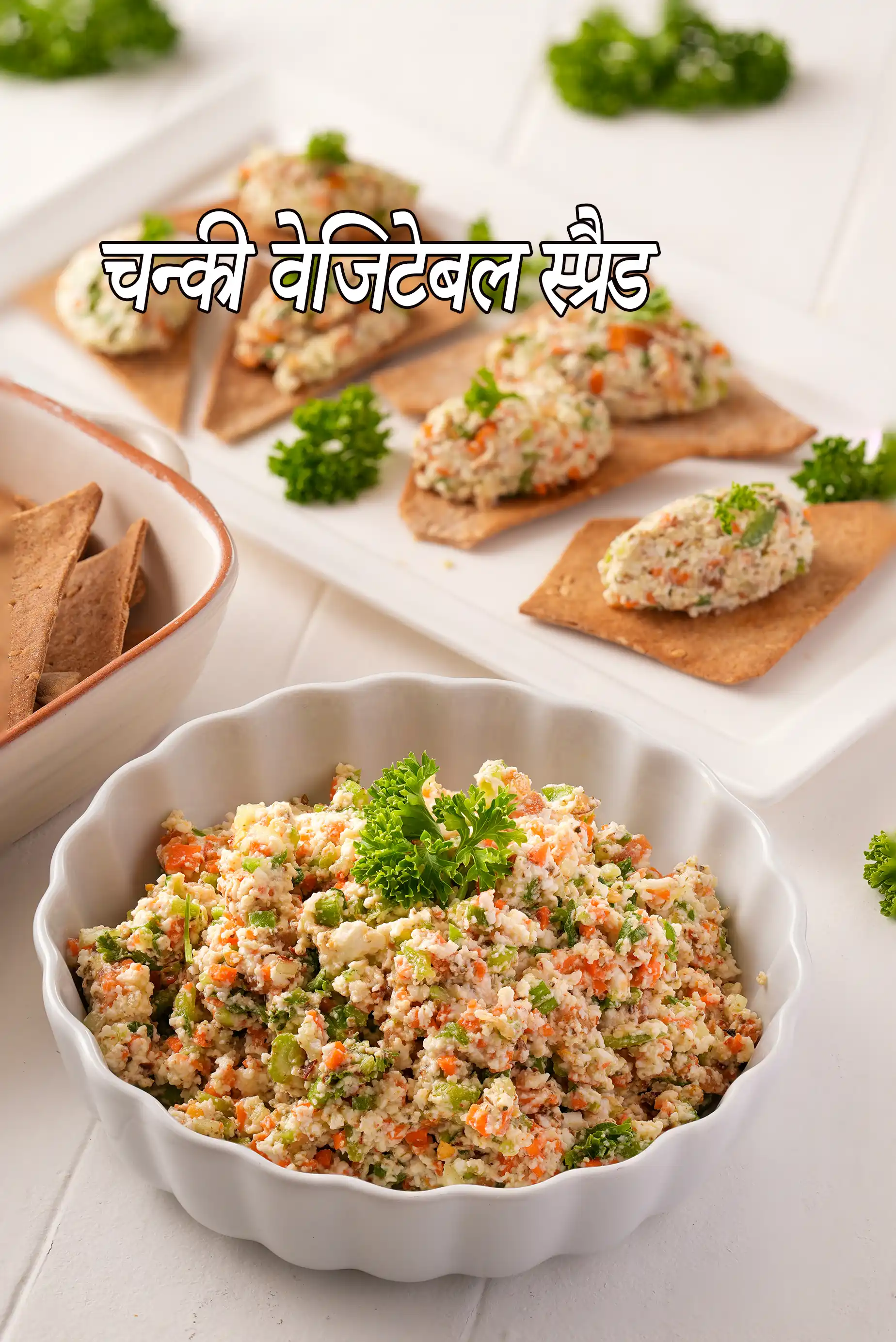 चंकी वेजिटेबल स्प्रेड रेसिपी | पनीर वेजिटेबल स्प्रेड | स्वस्थ भारतीय वेजिटेबल स्प्रेड |