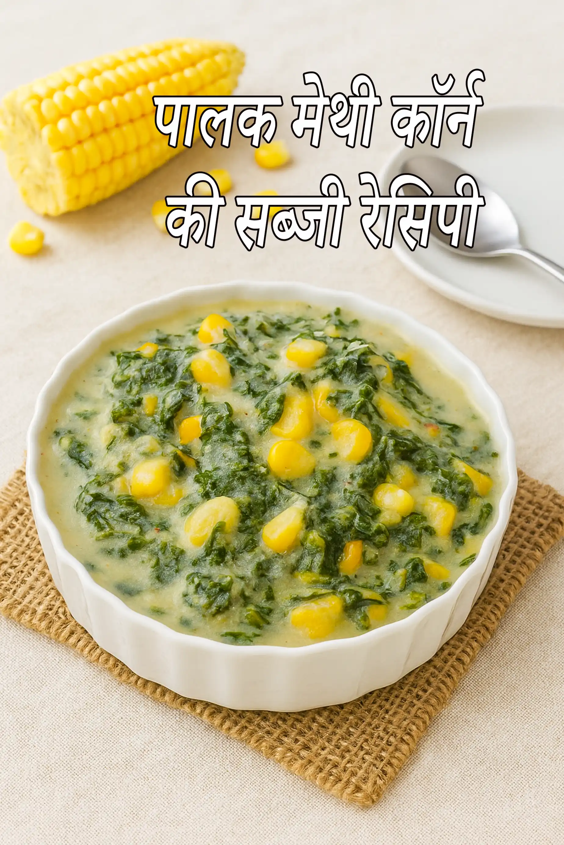 पालक मेथी कॉर्न की सब्जी रेसिपी | पालक मेथी मकाई | palak methi and corn sabzi in hindi |