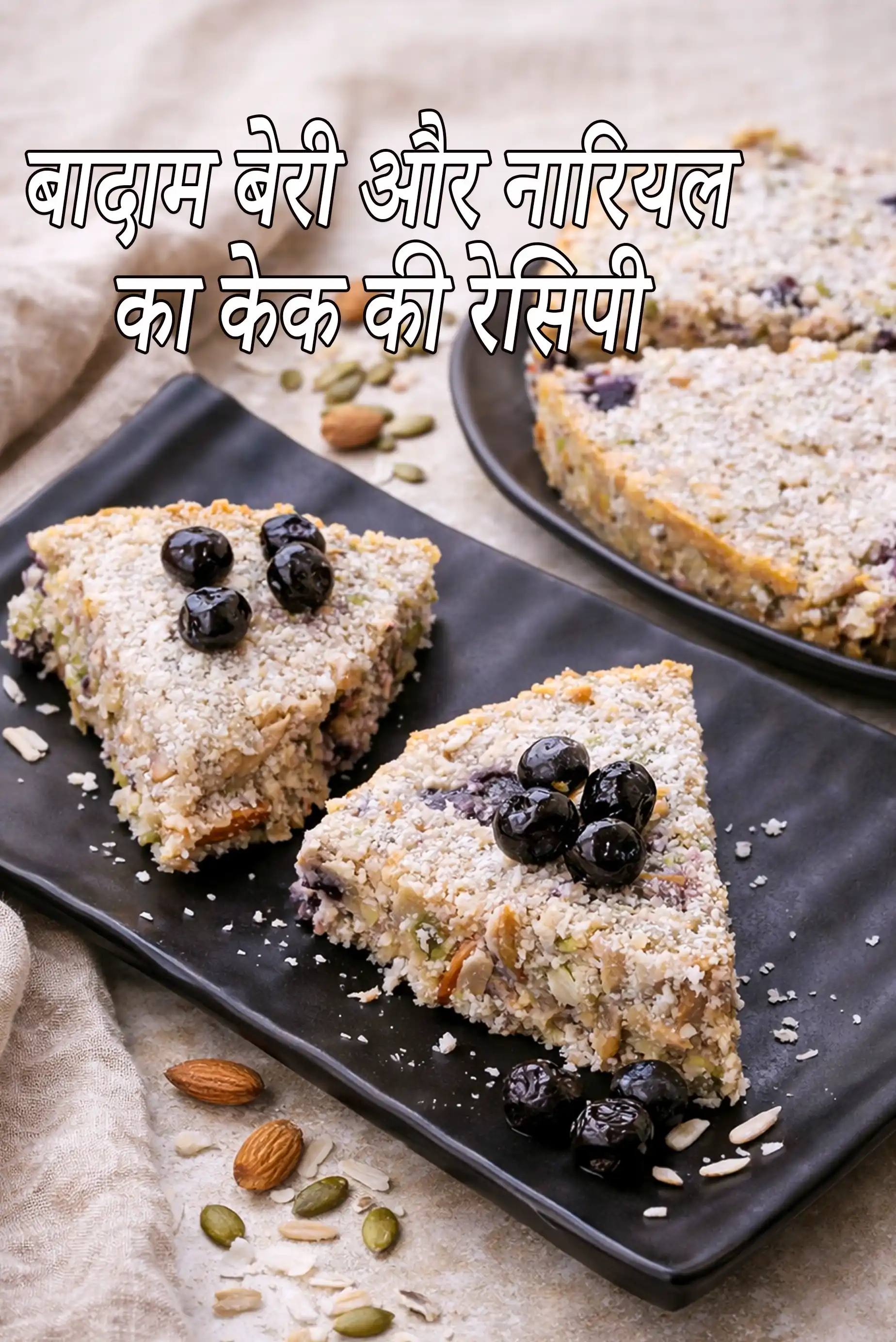 बादाम बेरी और नारियल केक रेसिपी