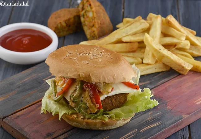 veggie burger recipe | vegetarian burger with mixed vegetables | veg cheese burger | best veggie burger