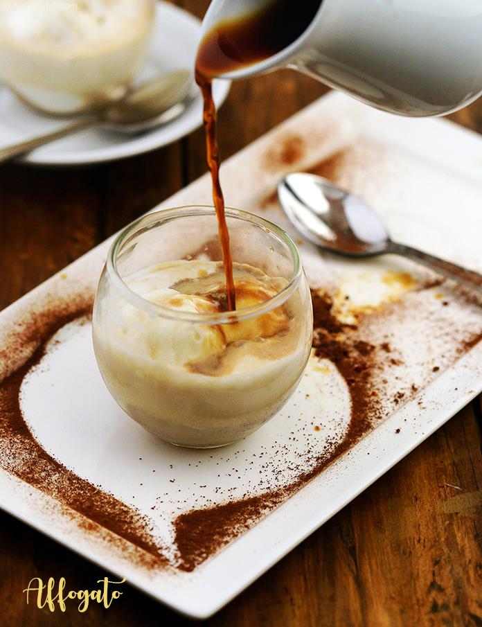 Affogato features a rich coffee-brandy cocktail served atop creamy Vanilla ice-cream. Laced with cinnamon powder, this heart-warming beverage sets the perfect mood for a long chat with a loved one.