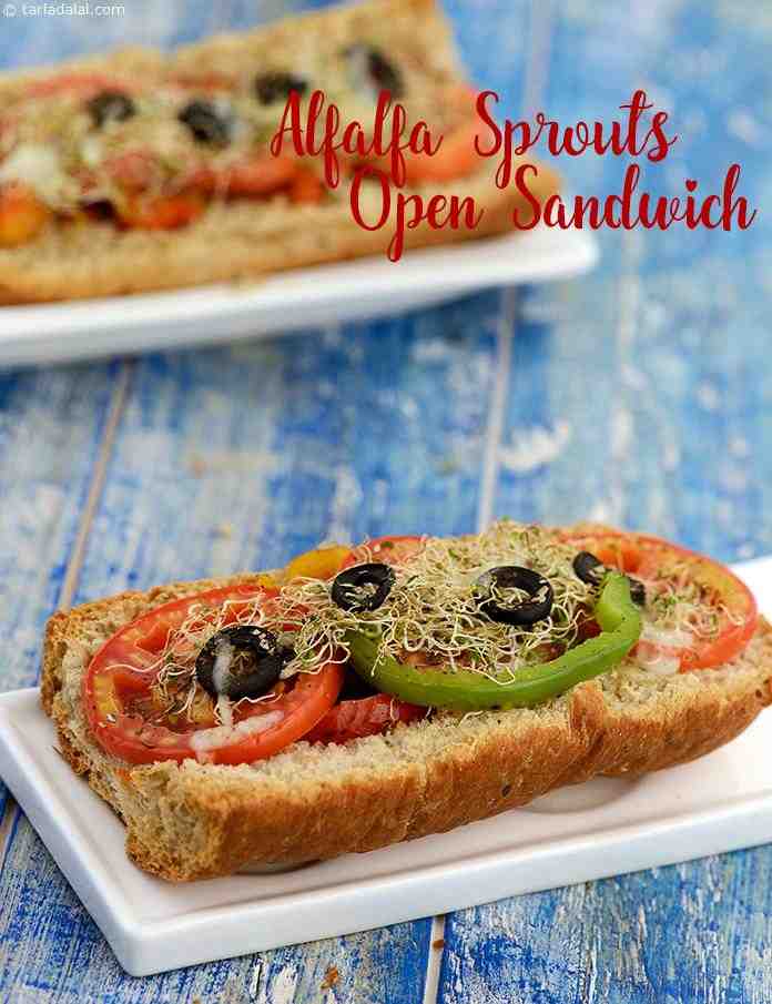 Alfa Alfa Sprouts Open Sandwich ( Vitamin A and Calcium Rich Recipe )