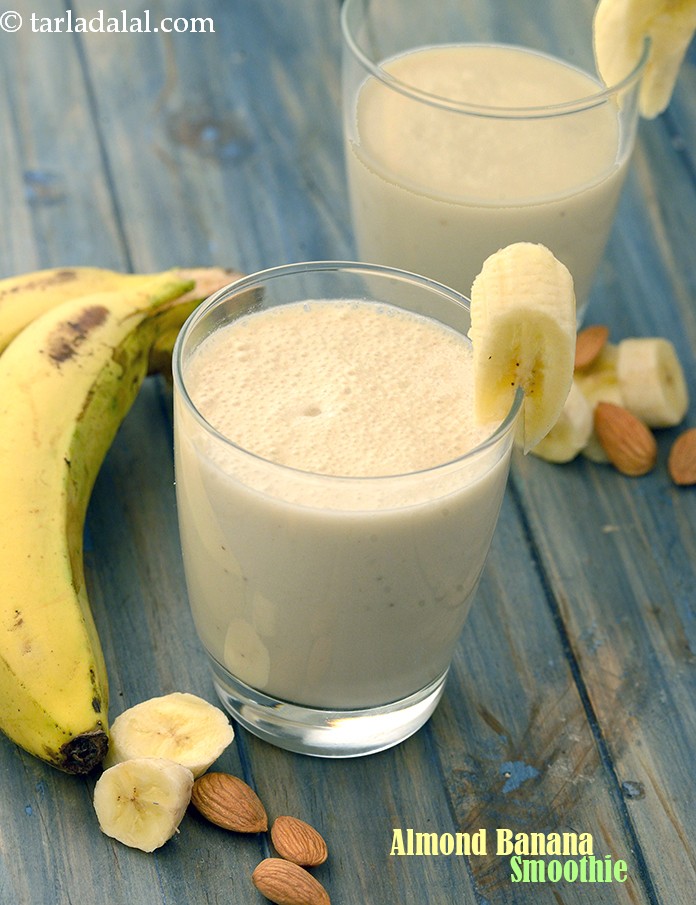 Fruit and nuts complement each other no matter in what form. When you don’t have time for a cooked breakfast whip up a hearty almond and banana smoothie for instant energy!
