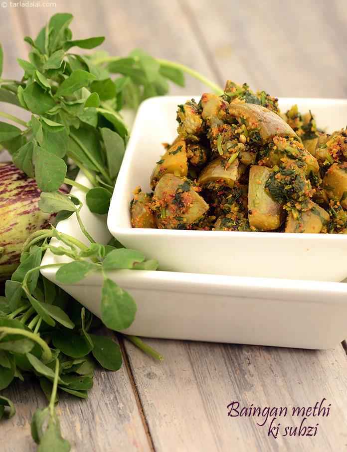 In the Baingan Methi ki Subzi, the humble brinjal combines with iron and calcium rich methi, and a freshly-prepared masala powder, to form a scrumptious dry subzi. 
