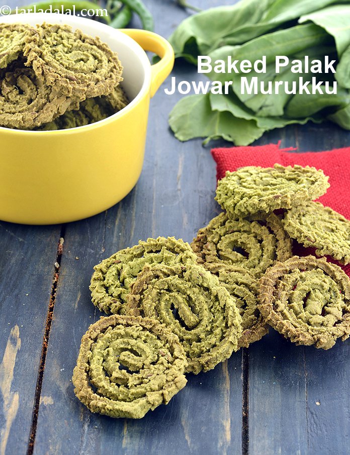 Baked Palak Jowar Murukku,  Jowar Murukku with Spinach