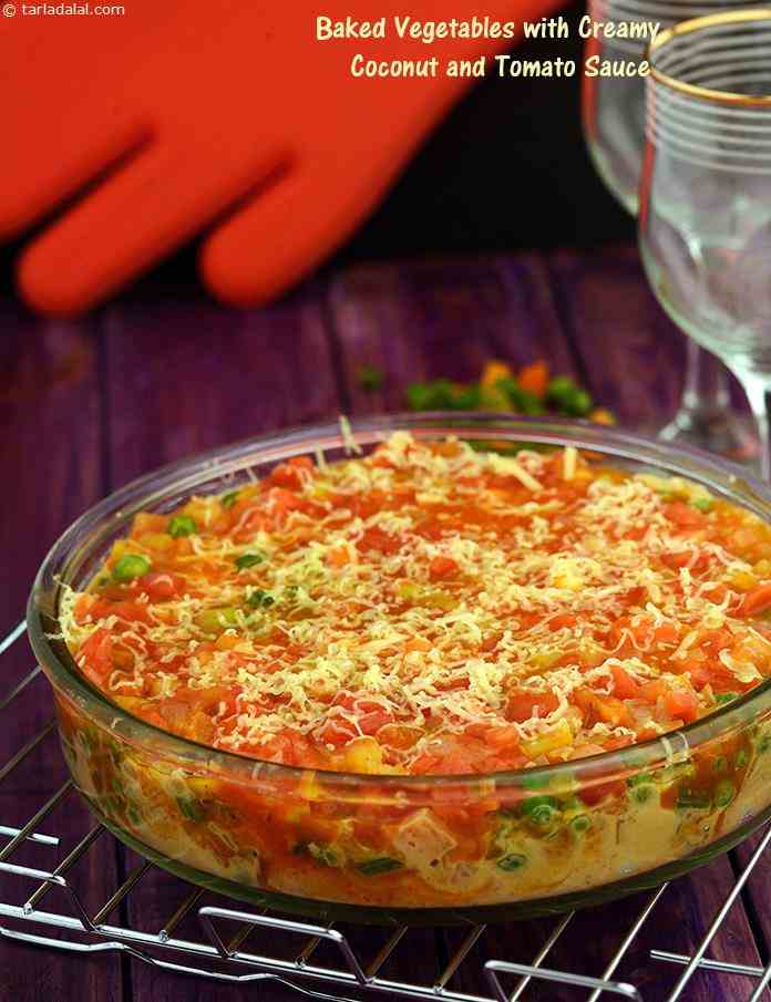 Baked Vegetables with Creamy Coconut and Tomato Sauce