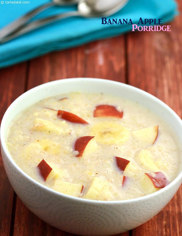 Banana Apple Porridge,  a healthy duet of grains like broken wheat and oats with fruits like banana and apples, this porridge is flavoursome and truly tempting. 