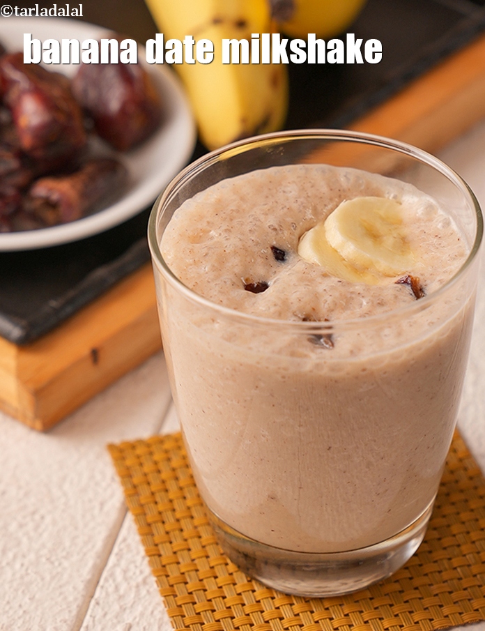 Banana Date Milkshake, Healthy Indian Shake