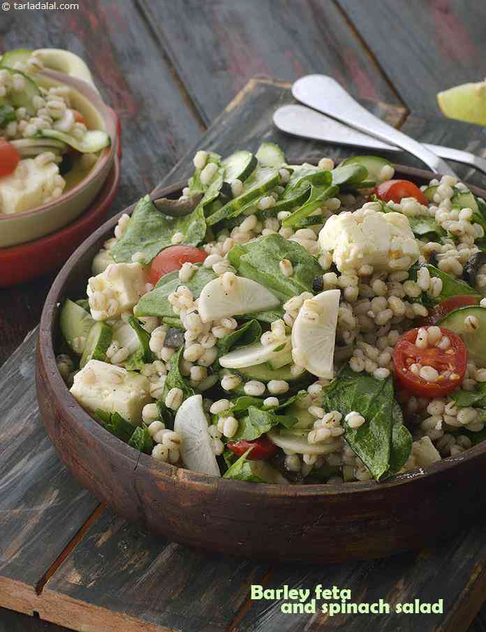 Barley Feta and Spinach Salad, Healthy Salad