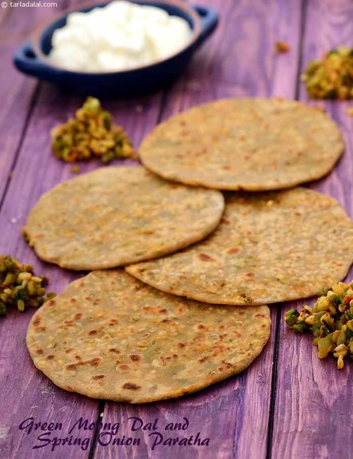 Green Moong Dal and Spring Onion Paratha recipe, Achaar Recipes ...