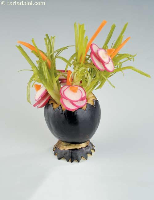 Brinjal Flower Vase ( Vegetable Carvings)