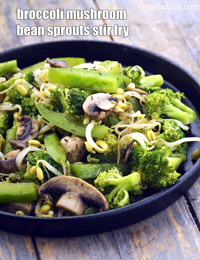 Broccoli, Mushrooms and Bean Sprouts Stir Fry