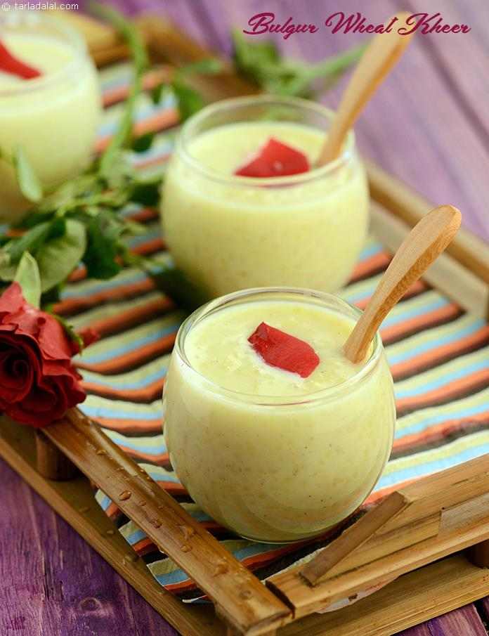 Bulgur Wheat Kheer, kheer is one of the favourite indian desserts that is irresistible. This version makes use of high fibre bulgur wheat, low fat milk and just a tablespoon of sugar per serving. 