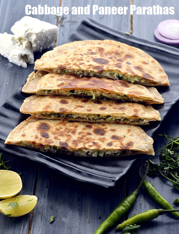 Cabbage and Paneer Parathas