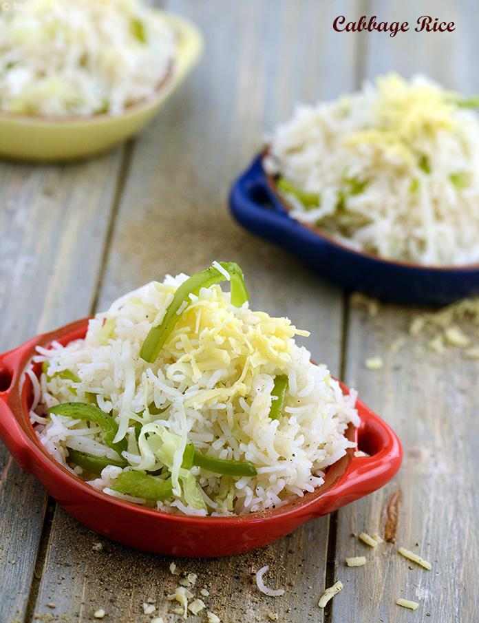Made quickly with minimal ingredients, this delectable Cabbage Rice preparation is extremely satiating. Loaded with nutritious veggies like cabbage, capsicum and onions, flavored simply with pepper, and pepped up with a generous sprinkling of cheese.