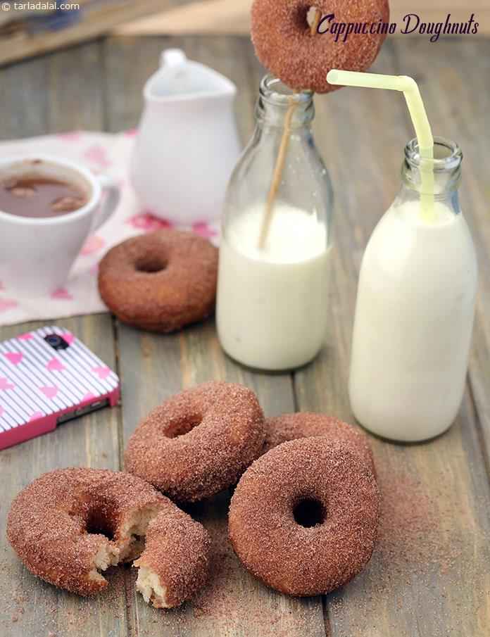 Enjoy the fresh flavour of these homemade doughnuts, coated with a cappuccino mixture that has strong hints of coffee, mild notes of chocolate and a lovely lacing of cinnamon too.