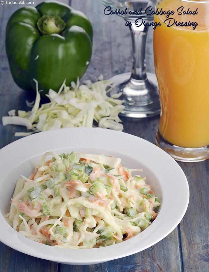 Carrot and Cabbage Salad in Orange Dressing