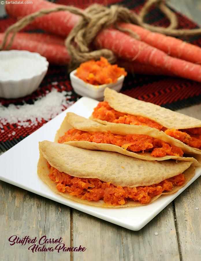 These Stuffed Carrot Halwa Pancakes are simply delightful, and are also relatively easy to make as we have presented a healthier and quicker version of gajar ka halwa that does not require you to slave for hours in the kitchen.