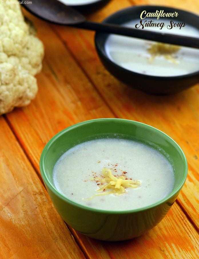 Cauliflower Nutmeg Soup, can be prepared easily and quickly using common ingredients, but a thoughtful twist of flavouring the cauliflower soup with nutmeg makes it unique and exotic.