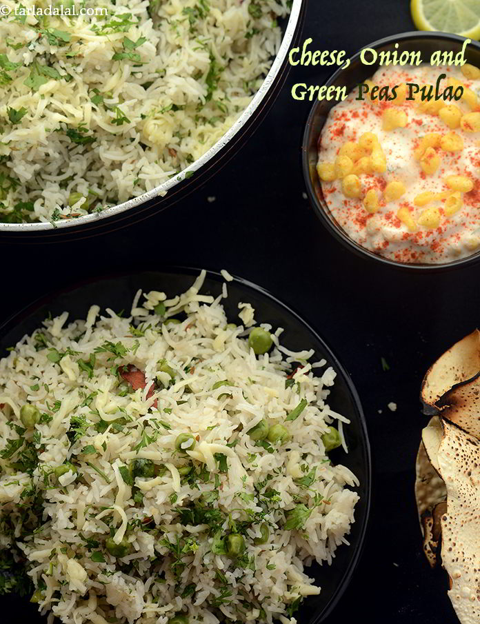 Cheese, Onion and Green Peas Pulao