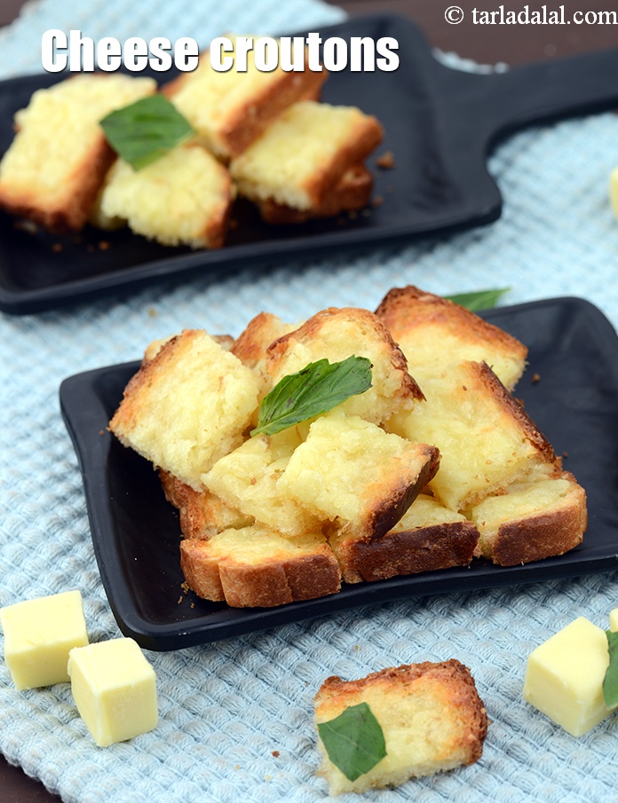 Cheese Croutons, Baked Cheese Croutons for Soup