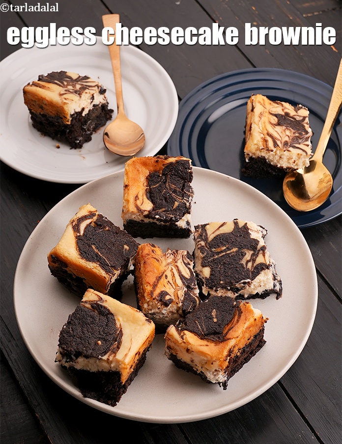 Cheesecake Brownie, Eggless Cheesecake Brownie