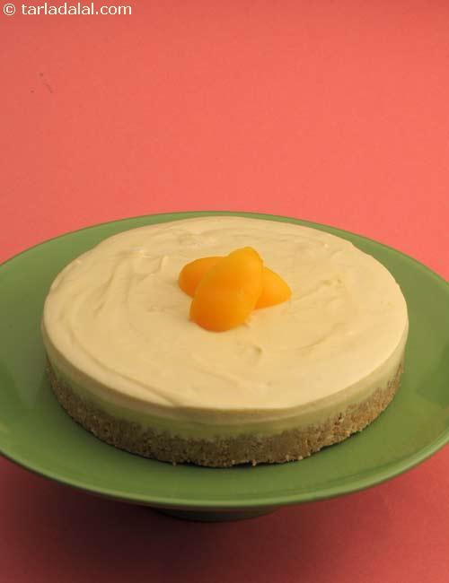 Cheesy Peach Pie ( Eggless Desserts Recipe)