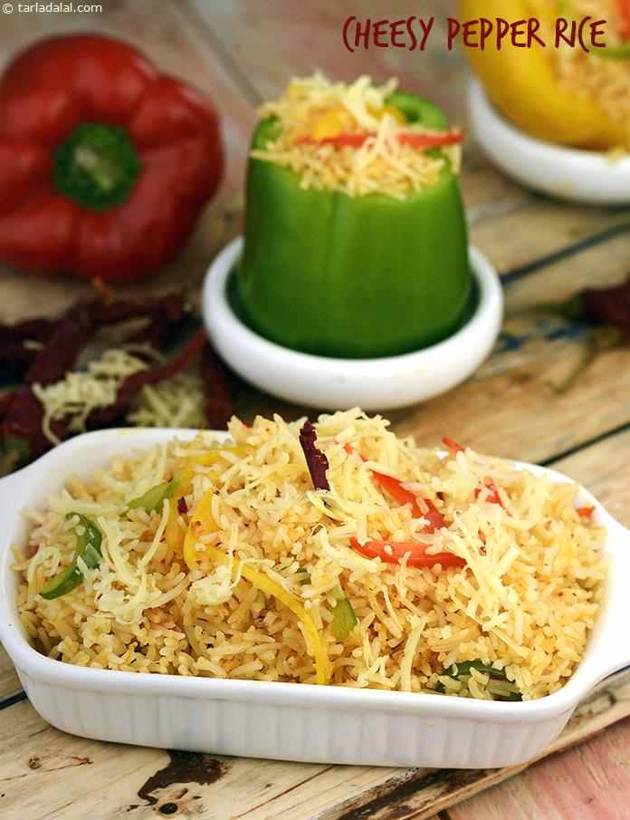 Enjoy this rice dish made with bell peppers, cheese and spices.
