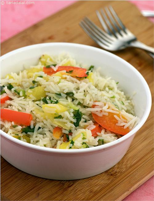 Chilli Pineapple Stir-fry Rice. pineapple lends a refreshing tangy taste to this spiced rice.