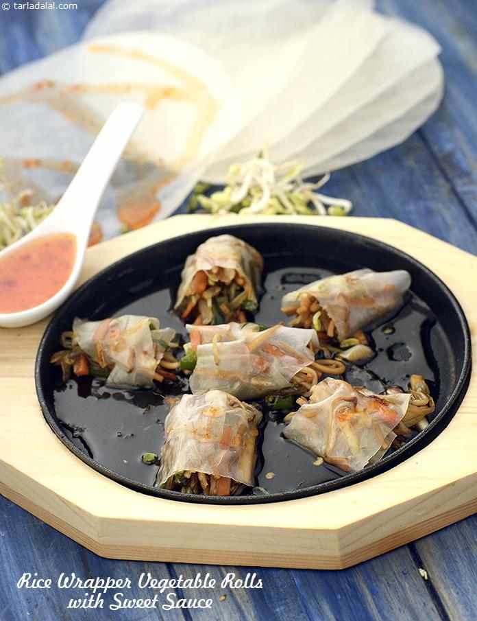 Rice Wrapper Vegetable Rolls with Sweet Sauce